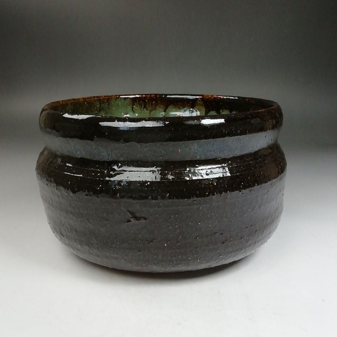 Ｗ１５９　建水　『上野焼』『第十五代　熊谷紅陽 作』　共箱　茶道具