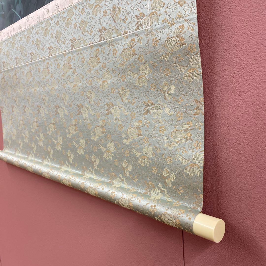 美品 掛け軸 小野守鳳作 牡丹図 共箱 太巻き付 四季花 年中掛け