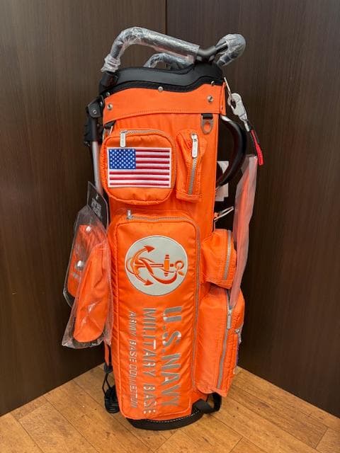 アーミーベース U.S. NAVY スタンドキャディバッグ オレンジ 新品