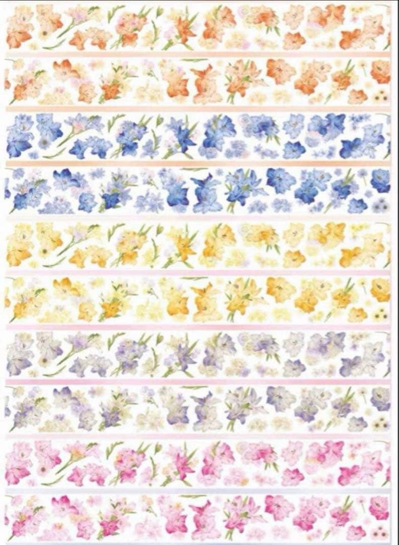 PET 锦瑟青花 6cm×5m ダイカット加工　海外マスキングテープ　花