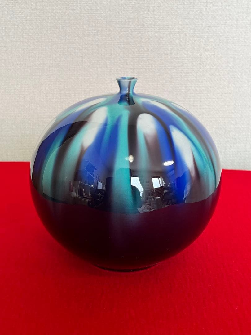 人間国宝 三代 徳田八十吉 彩釉 壺 管理T247 共箱 共布 陶歴付