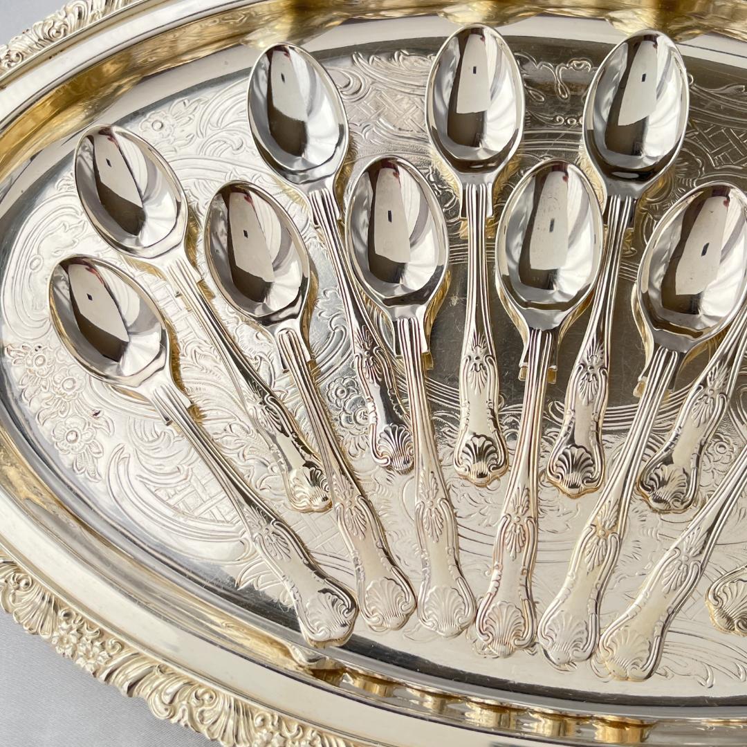 【英国】 キングスパターン ティースプーン 12本【シルバープレート】12cm