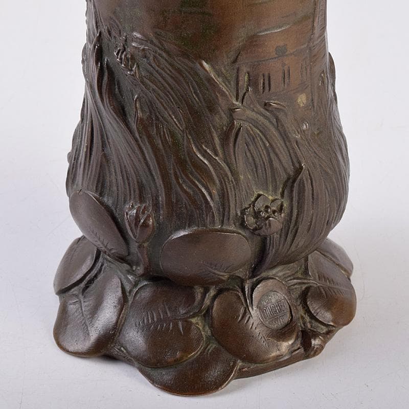 西洋美術　シャルル・ロシェ　ブロンズ　男性像刻　花瓶　M　R8972