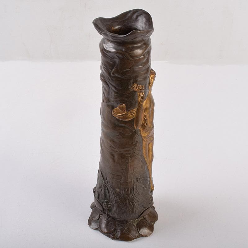 西洋美術　シャルル・ロシェ　ブロンズ　男性像刻　花瓶　M　R8972