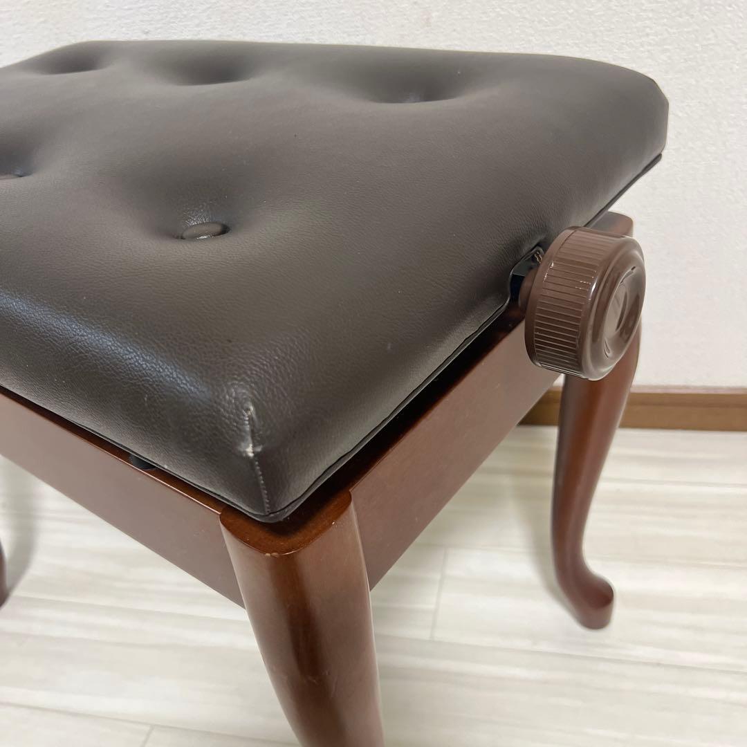 【中古良品】ピアノ高低自在椅子・木目猫脚（送料込）