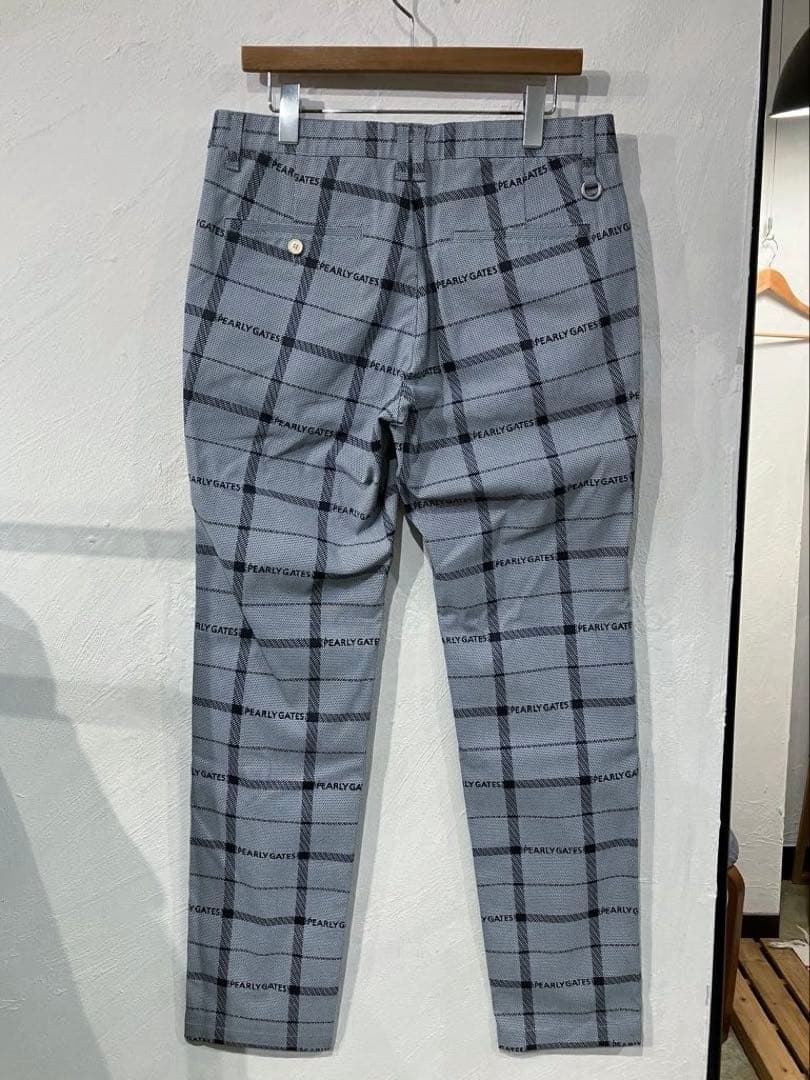 新品 PEARLY GATES ロゴ入り チェックパンツ ゴルフパンツ