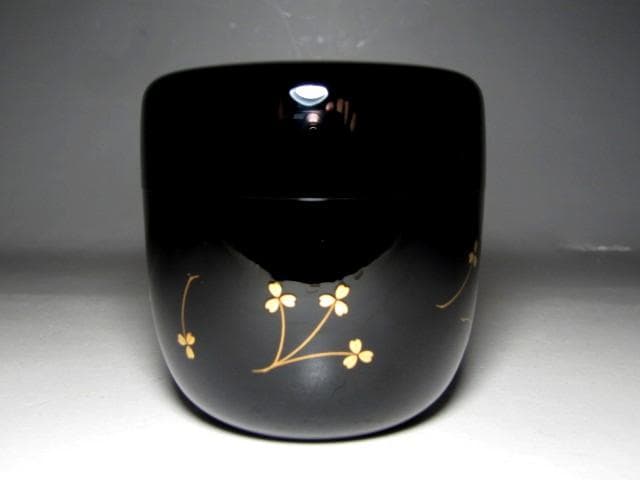 ＜お値引中＞鈴谷鉄五郎 鳥蒔絵 中棗 裏千家十五代 鵬雲斎花押 　v97