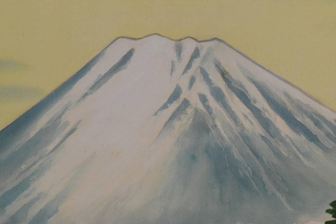 【真作】山本朝光/富士山図/山水図/横物/掛軸/名家伝来/AA-995