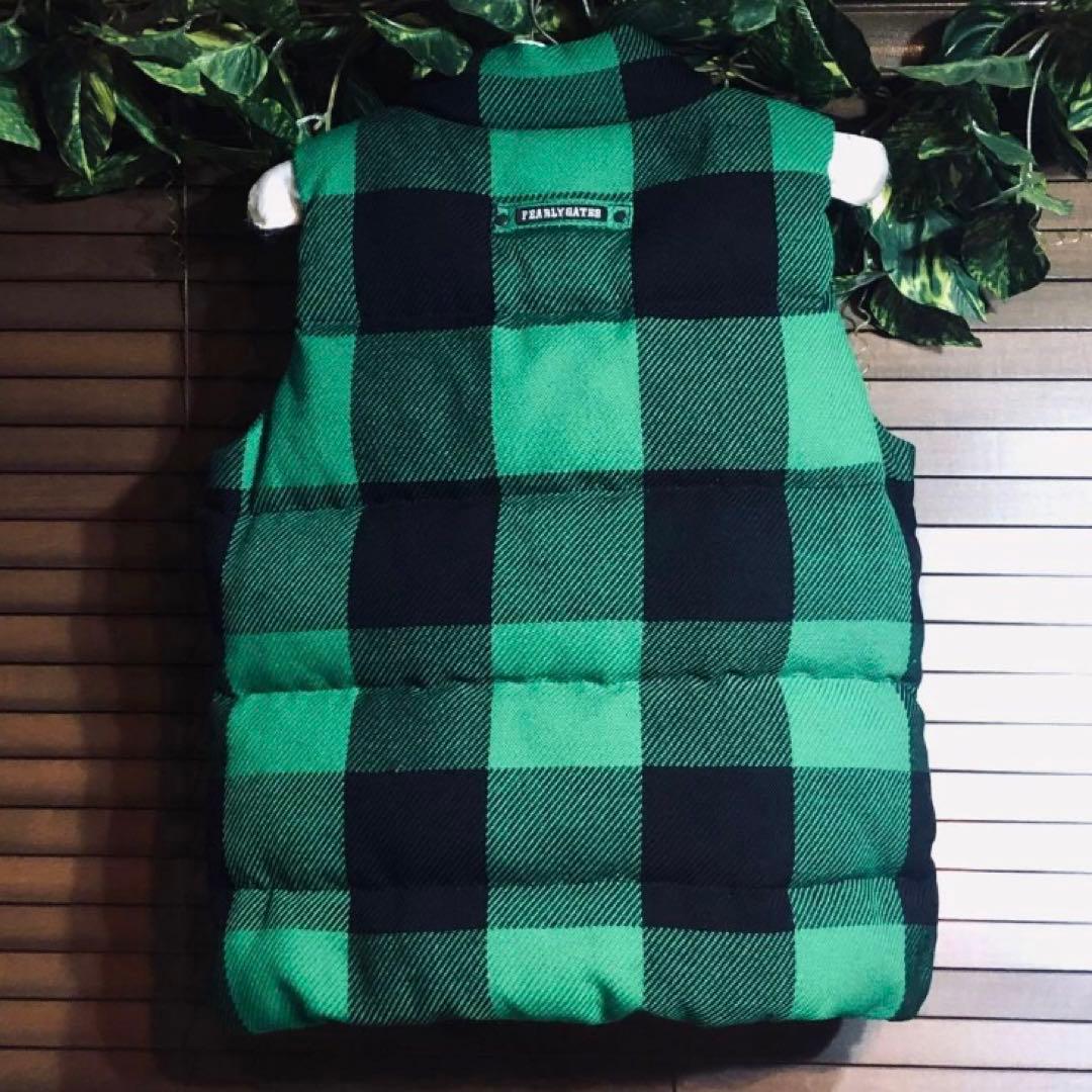 [美品]PEARY GATES/パーリーゲイツ/ダウンベスト/チェック/グリーン