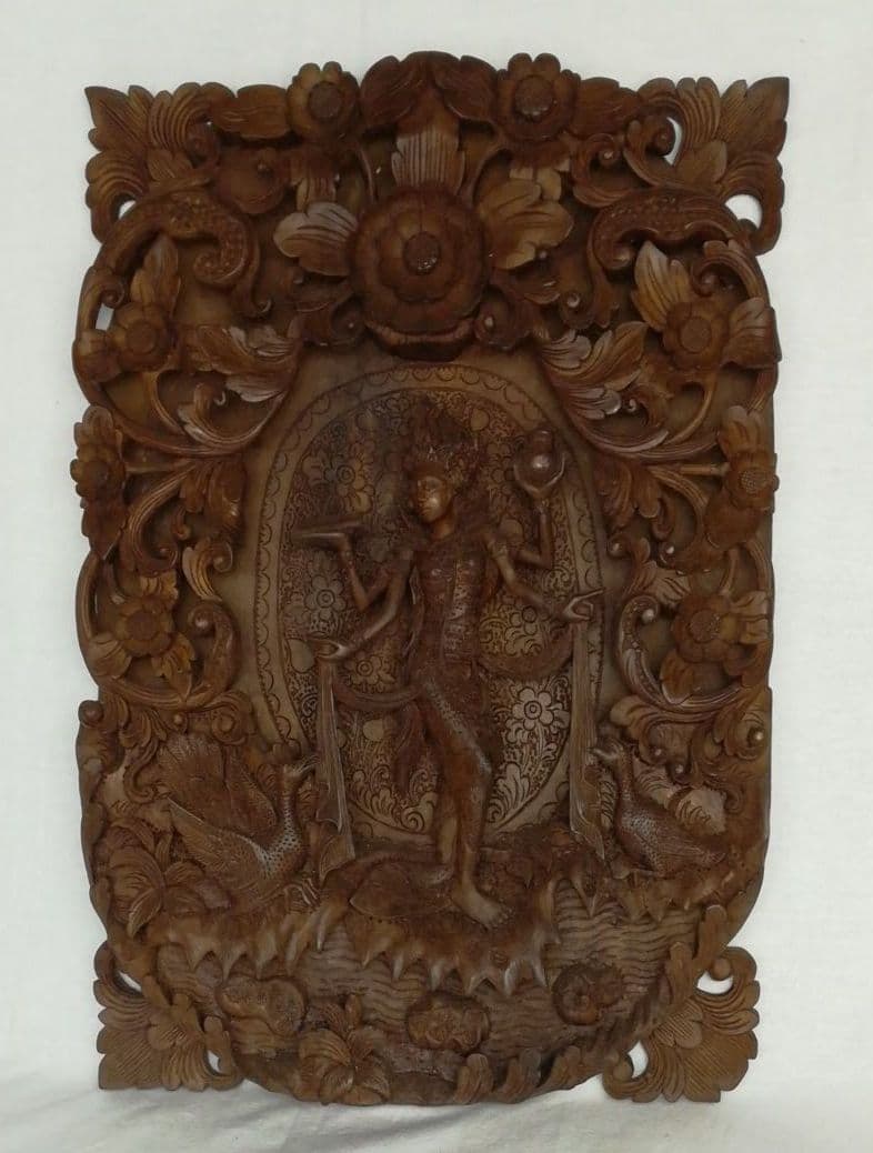 バリ島　インドネシア　レリーフ　壁掛け　木彫彫刻