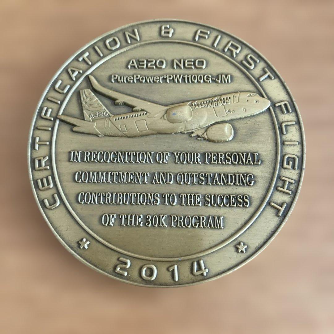 【非売品】A320 NEOのPratt & Whitneyエンジン認証メダル