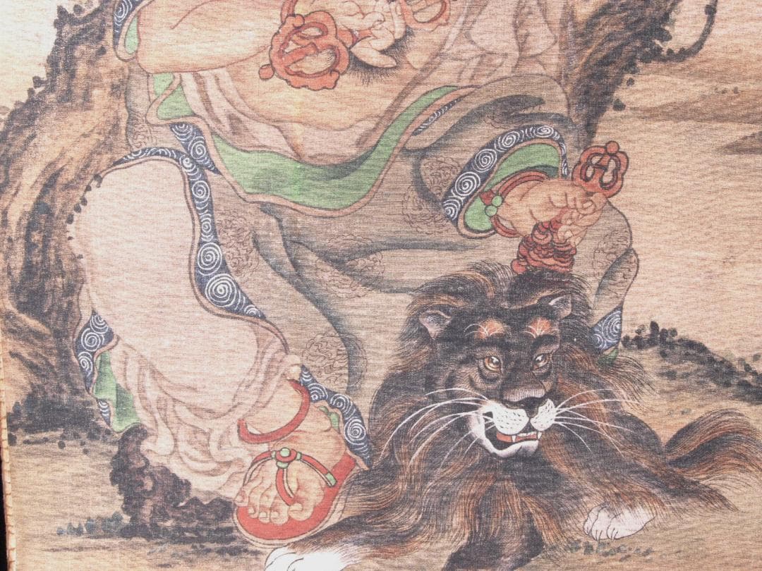 中国　唐時代　呉道子掛け軸　骨董品　肉筆保証 AK1104C11-3