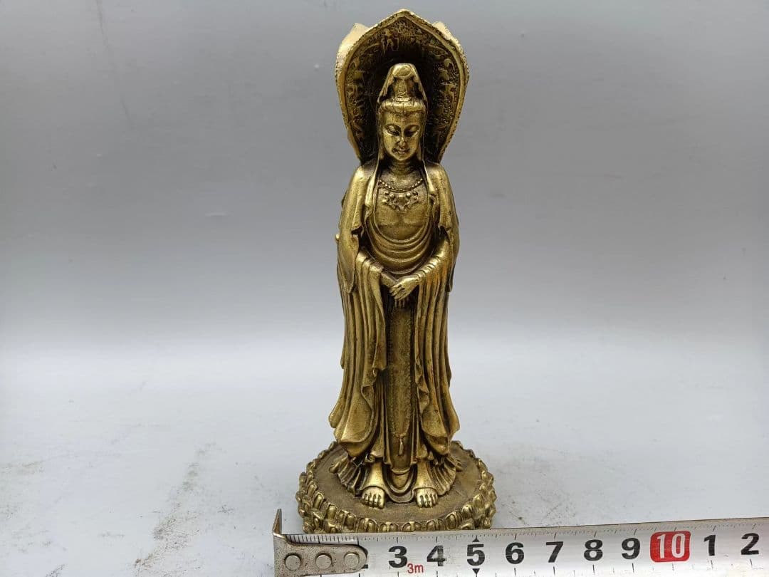 仏教美術 三面観音菩薩仏像 銅製 仏像 彫刻 置物 開運 風水