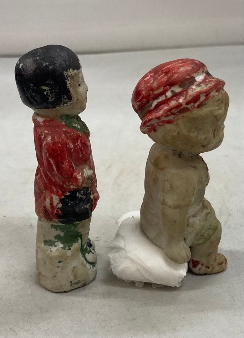 B427b「陶磁器人形 6体」戦前　レトロ　ヴィンテージ　男子　女子