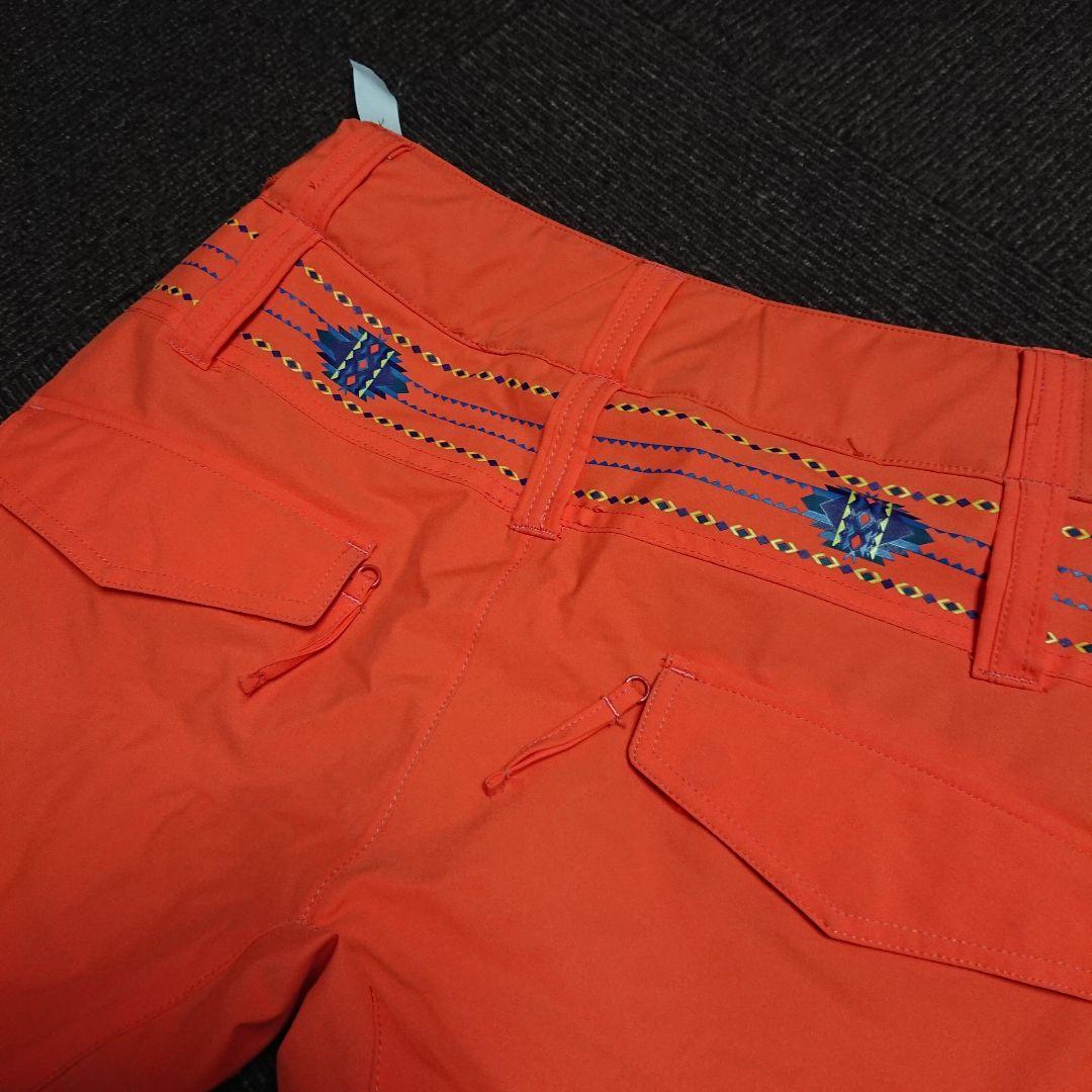 ☆送料無料【DESCENTE】ノルディック柄オレンジスキーパンツ　S