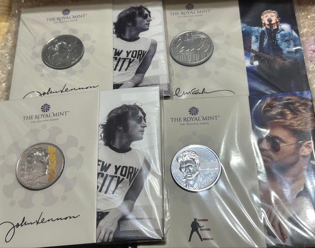 ジョンレノンポールマッカートニージョージマイケル英国記念セット★ビートルズ