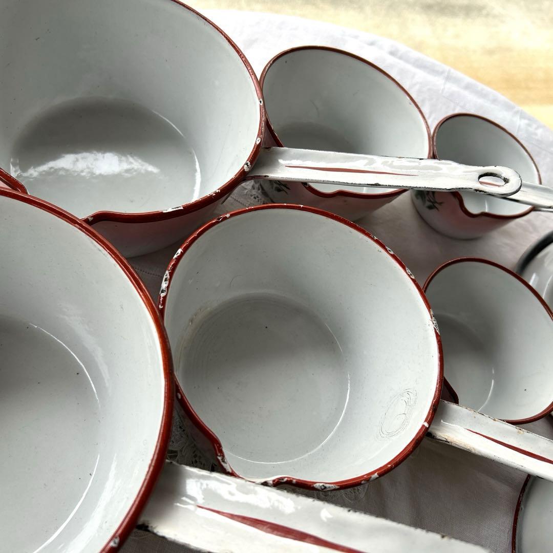 フランスアンティーク　japy 忘れな草のホーローウェディングセット