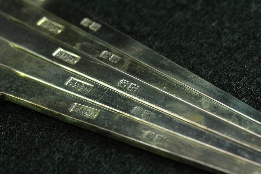 金谷五良三郎 南陵結び黒文字 銀製 スティック 重43g 共箱(K-XA805)