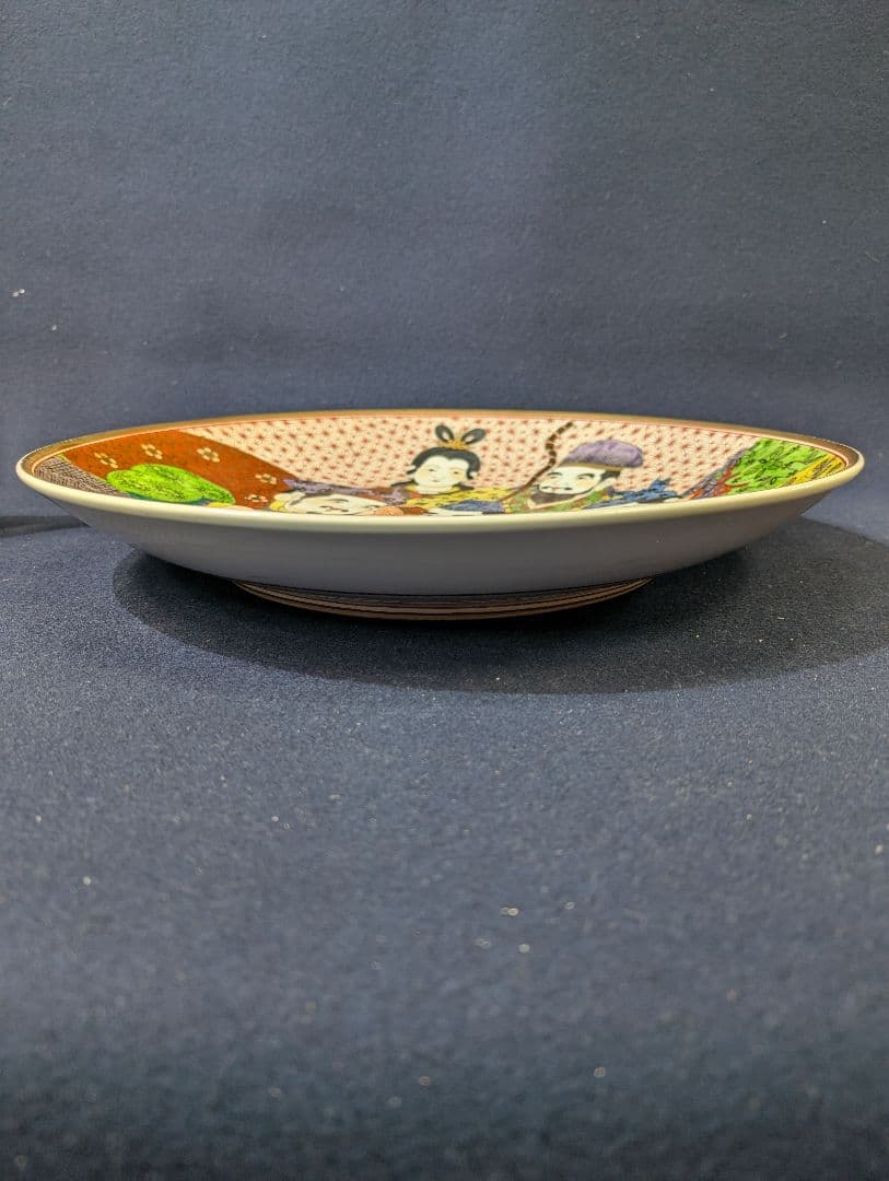 古伊万里 有田焼 猿川谷 山徳窯 色絵 七福神図 極上細密 大皿 金彩 尺五皿