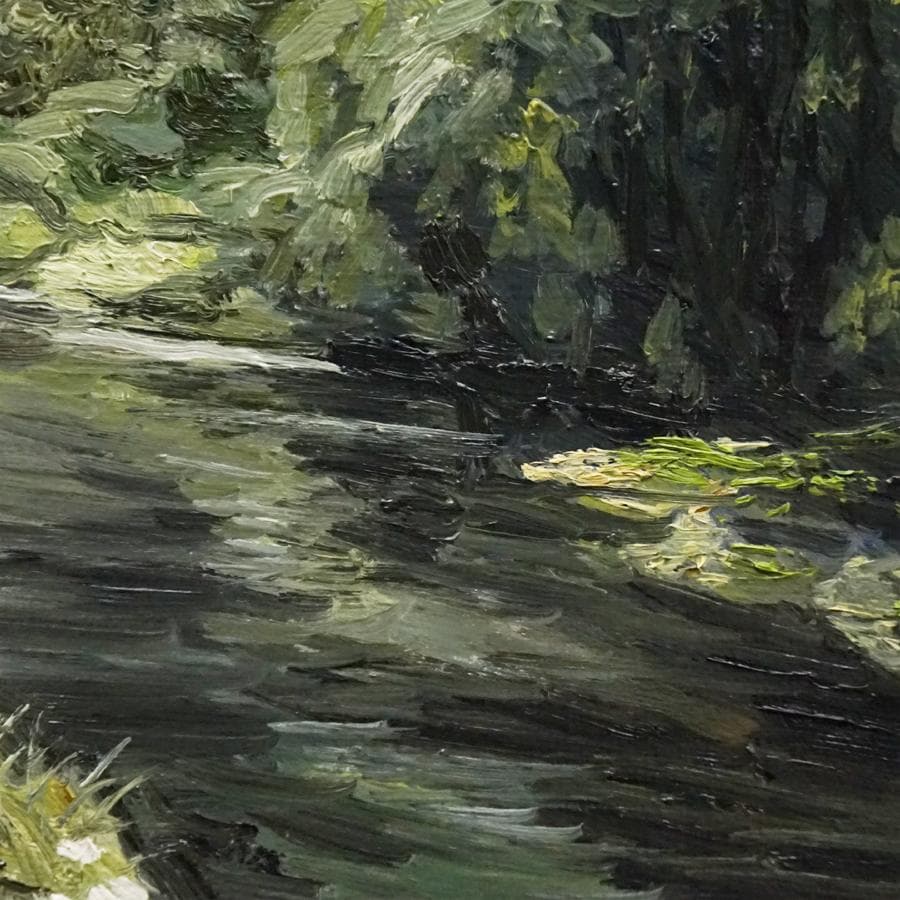 河野芸観『晩夏清水』6号 風景画 油彩 油絵 絵画 肉筆 額装 美術品