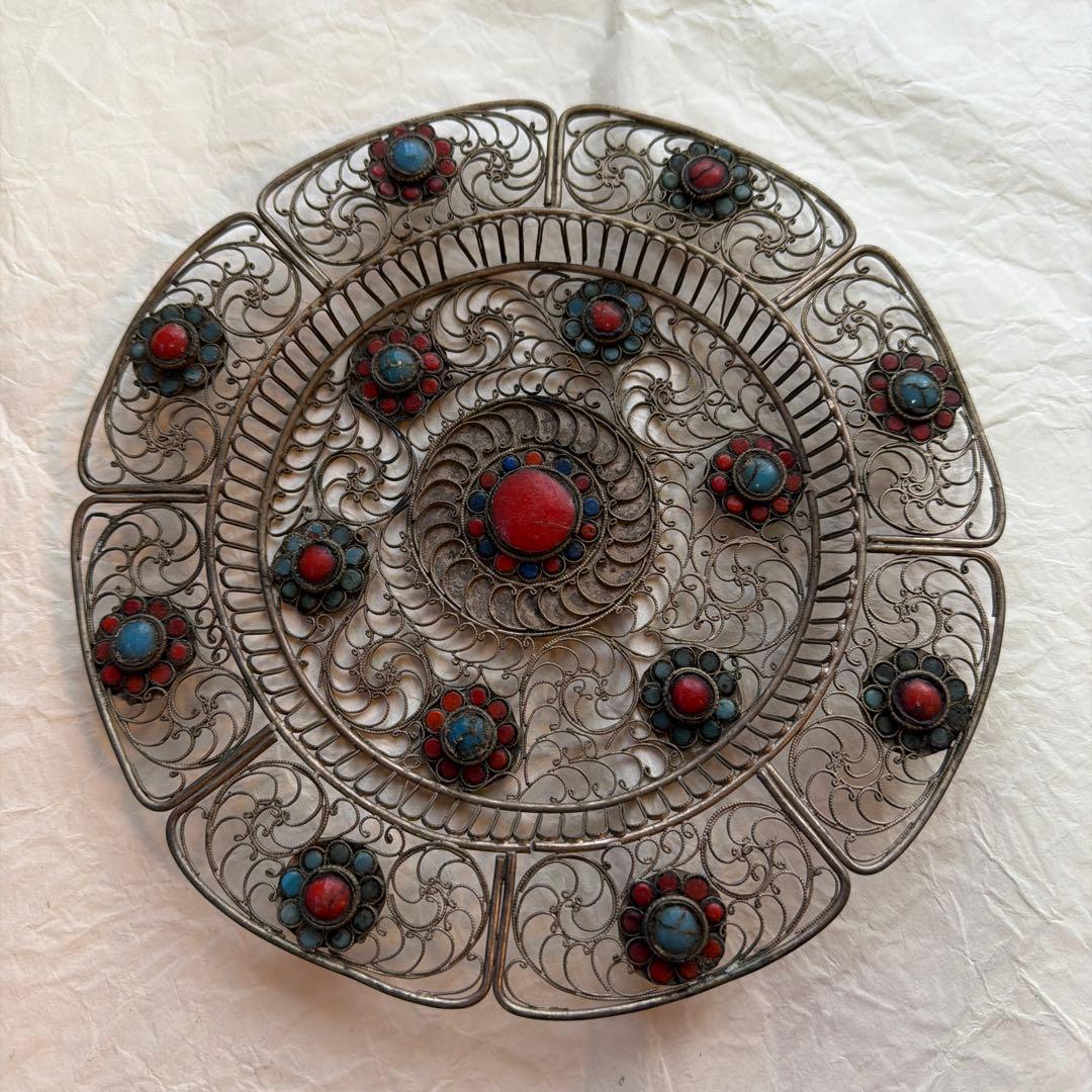 チベット アンティークフリグリーお皿 2枚セット