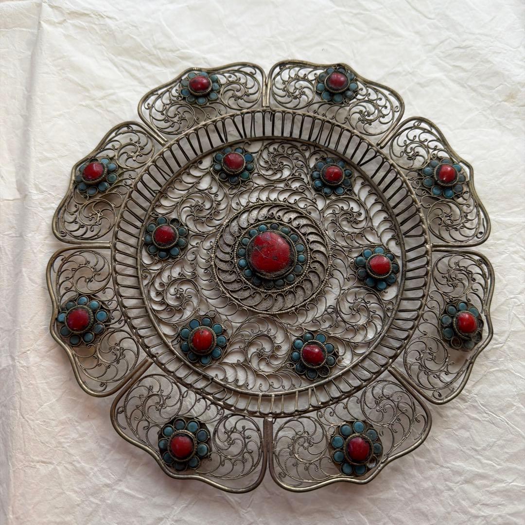 チベット アンティークフリグリーお皿 2枚セット