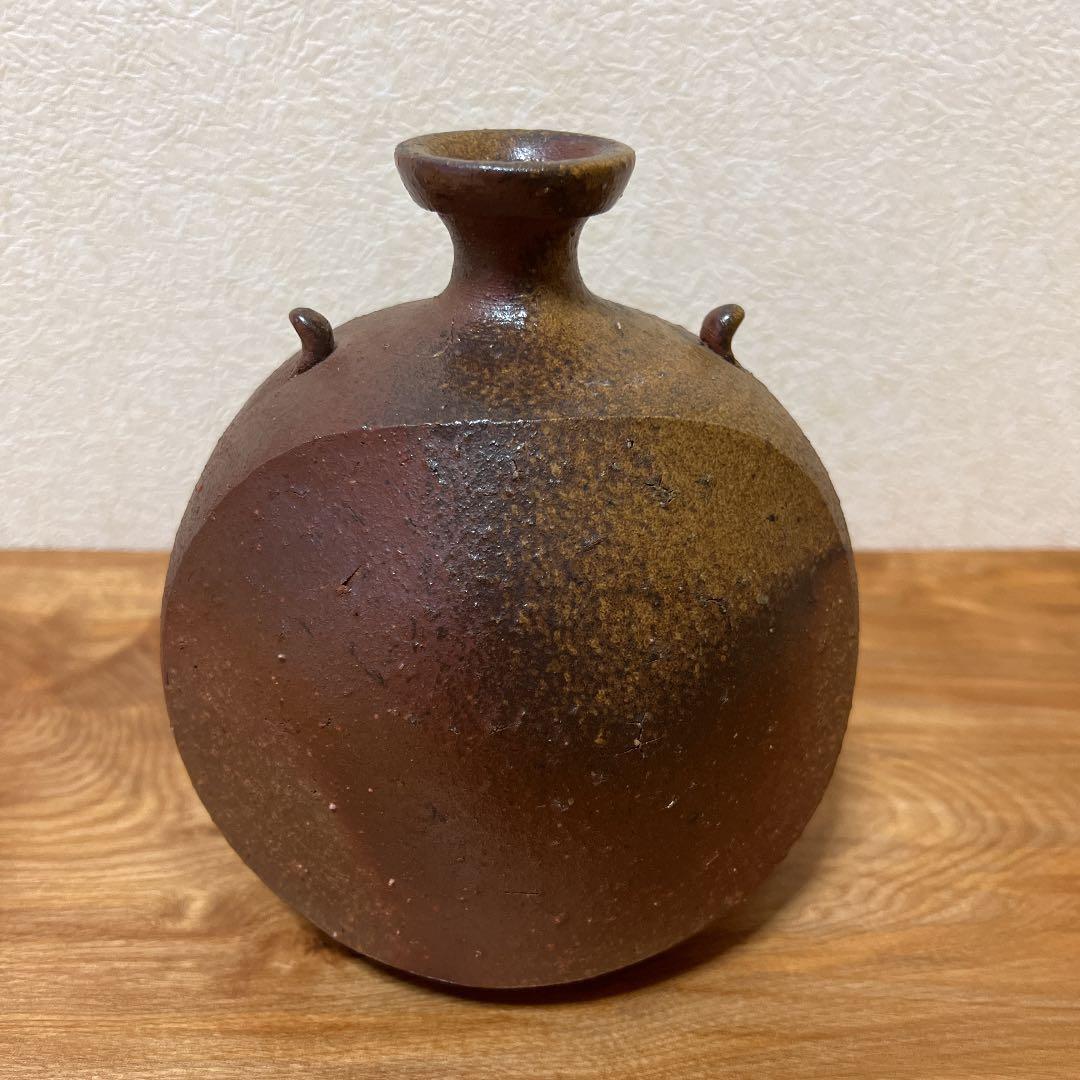 隠崎隆一　備前焼　耳付き一輪挿し