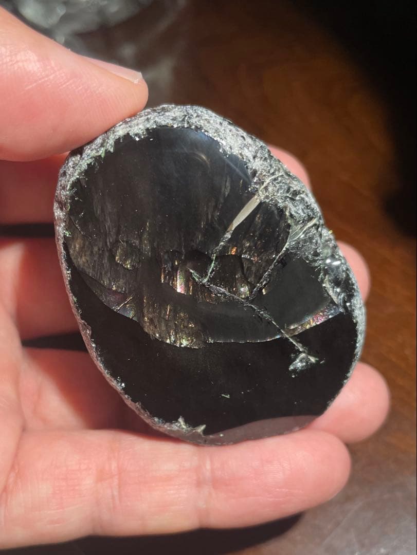 研磨品　十勝石玲瓏　スペシャルゴールデンレインボーオブシディアン