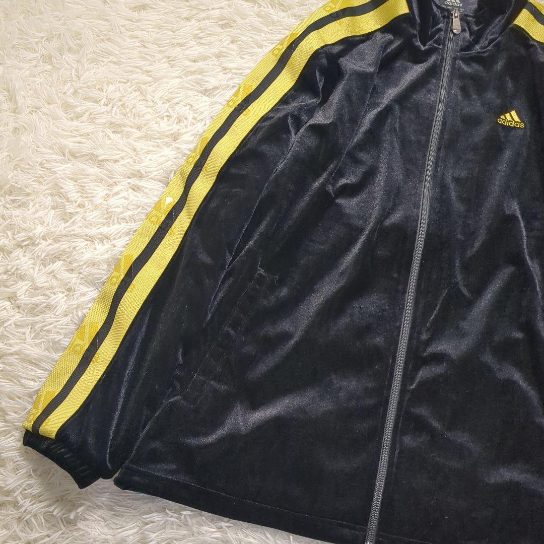 【美品✨adidas✨L】ベロア ジャージ トラックスーツ セットアップ 黒