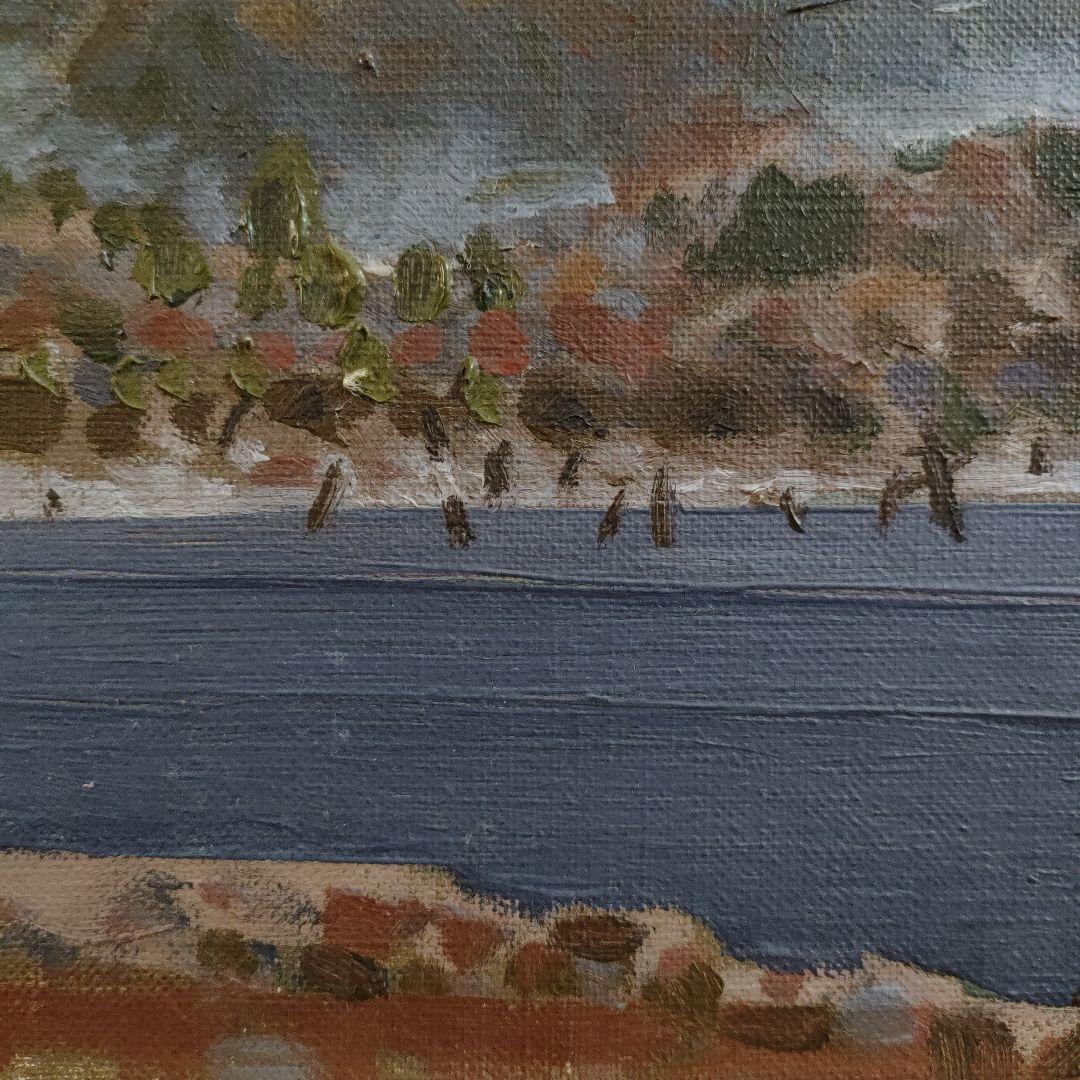 山口操助　油彩画 F4号『焼岳と大正池』、1961年製作。