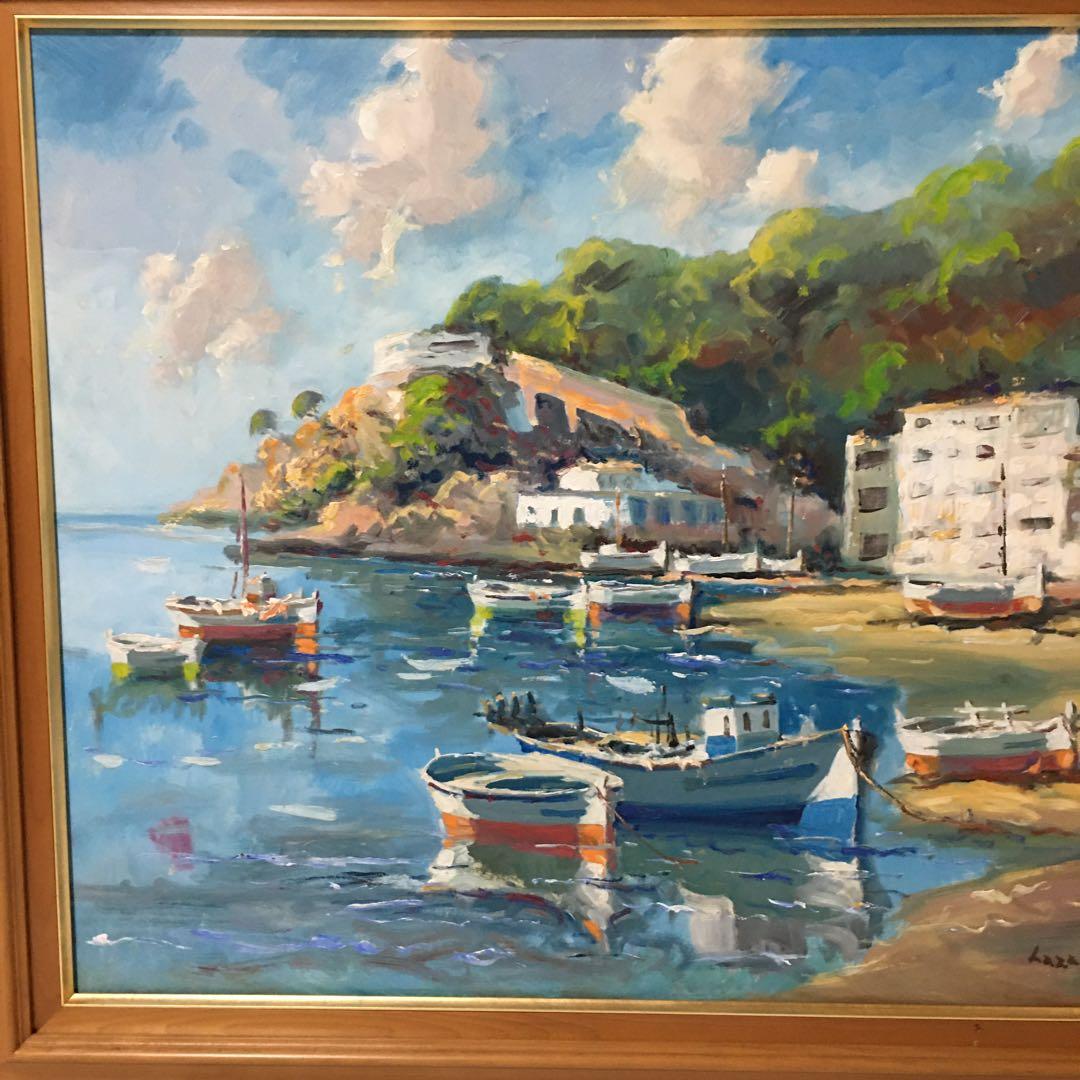 ヨーロッパ絵画油絵手書きワイド海景