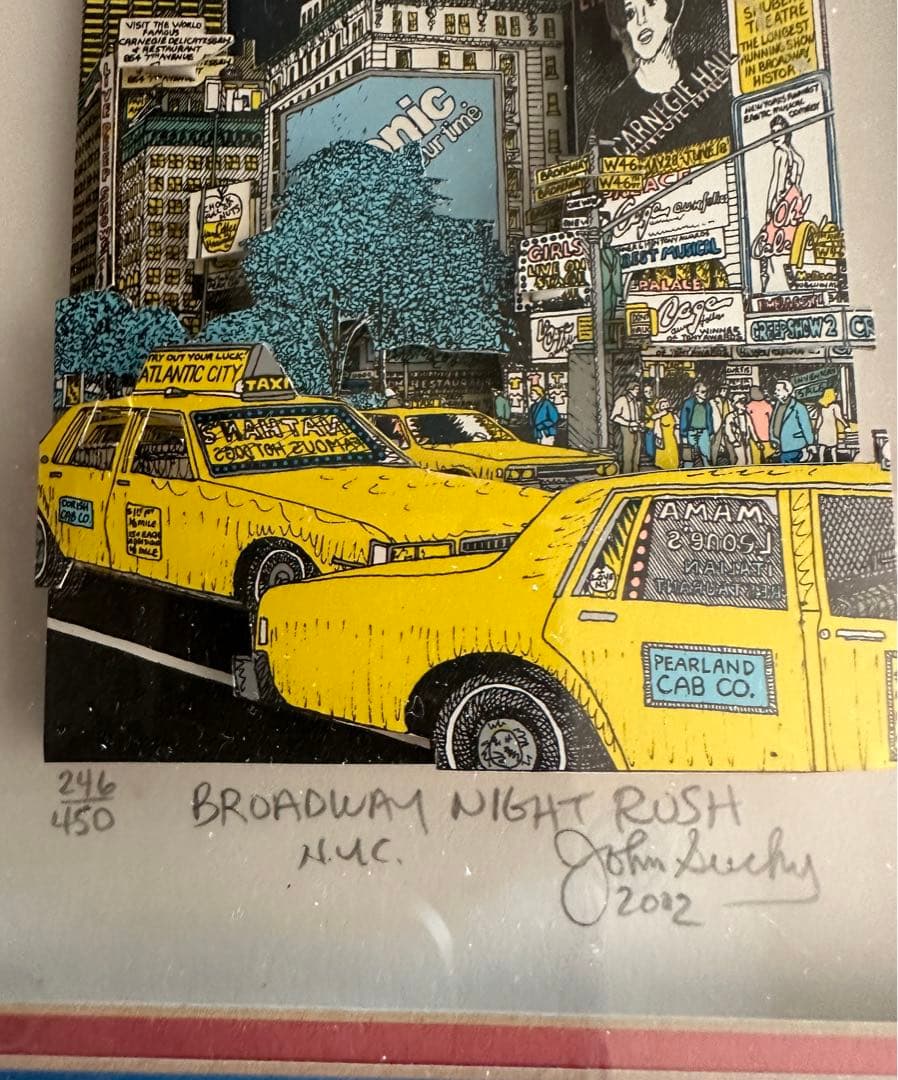 切り抜き絵、額付き、作者名入り