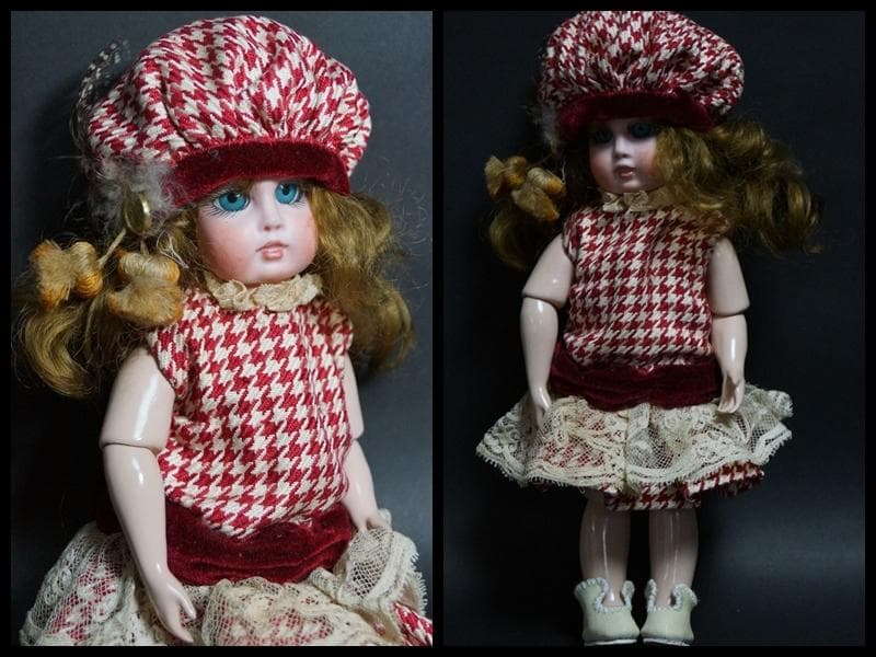 ビスクドール 永田みどり造 オレンジ服の女の子 着せ替え人形 玩具