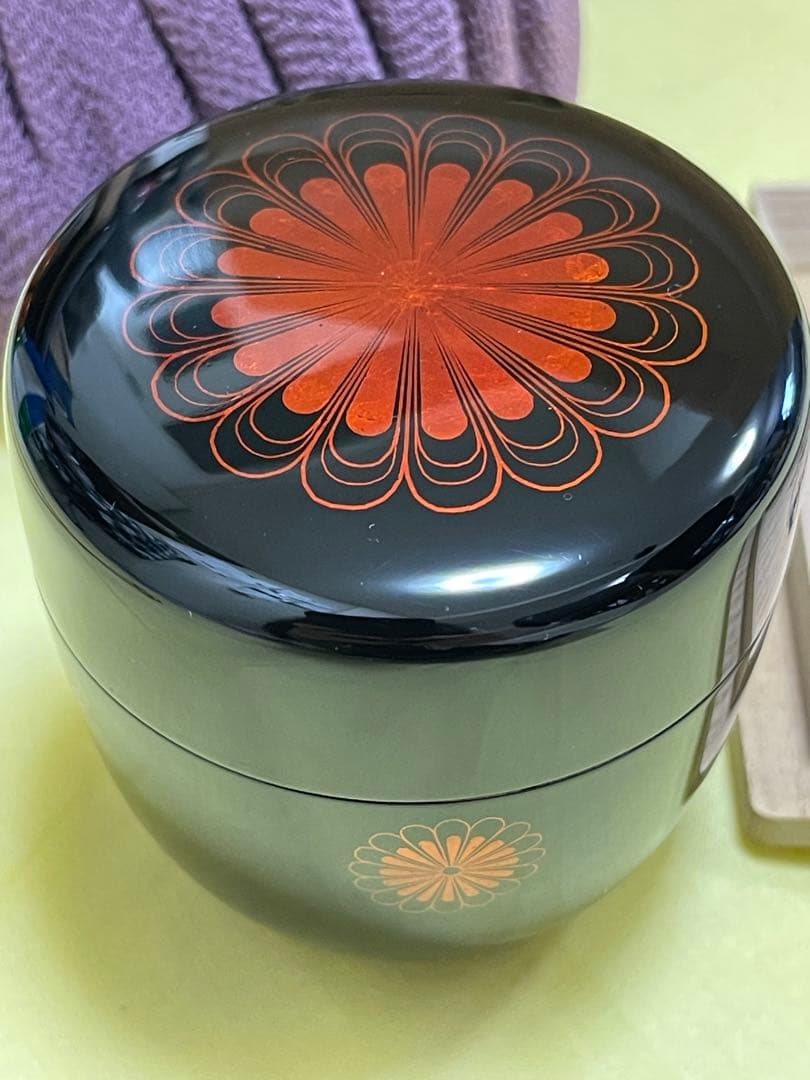 希少　重要無形文化財　人間国宝　江里佐代子　截金　棗　菊花　茶道具