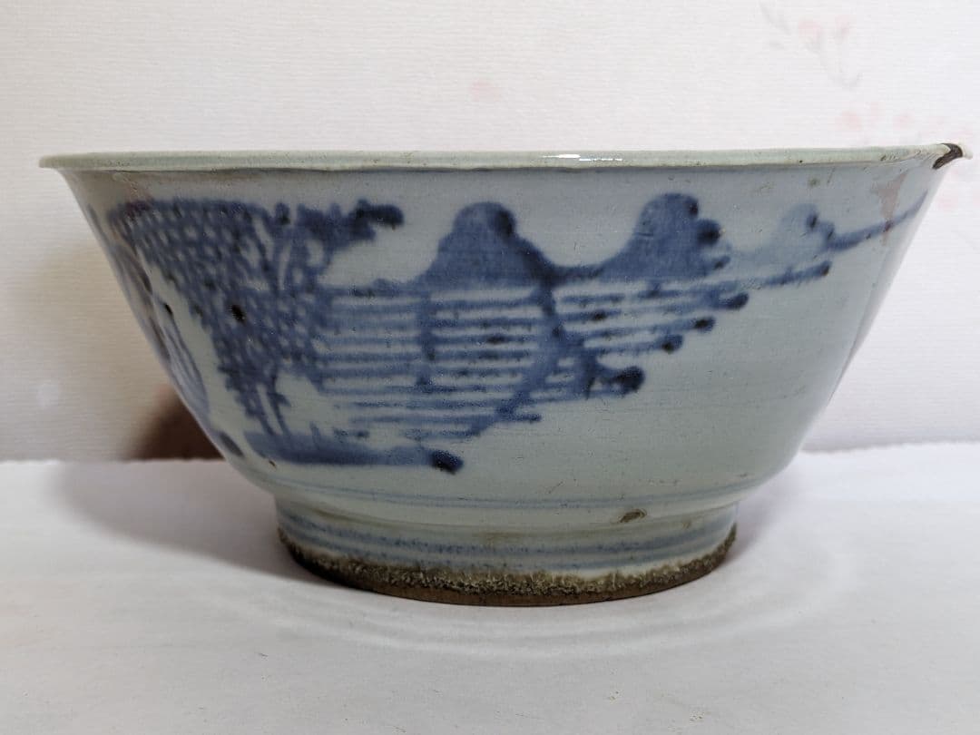 ♦中国古美術品 古陶磁 清時代 染付 山水図鉢 碗 古玩 レア物 骨董品