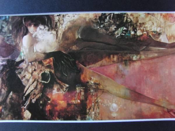 鶴岡義雄、【スワル・ド・パリ】、希少な額装用画集より、新品額装付、