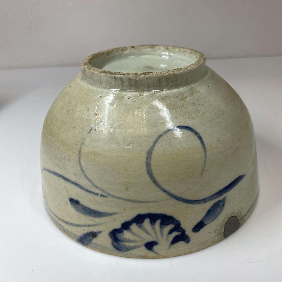 李朝　染付　草花文　鉢　合箱　トヒチル　東さ7-0428①