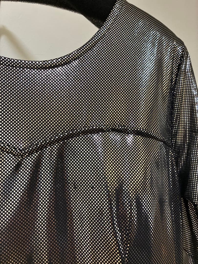 Create-sun 社交ダンス ドレス 黒×シルバー メタリックデザイン