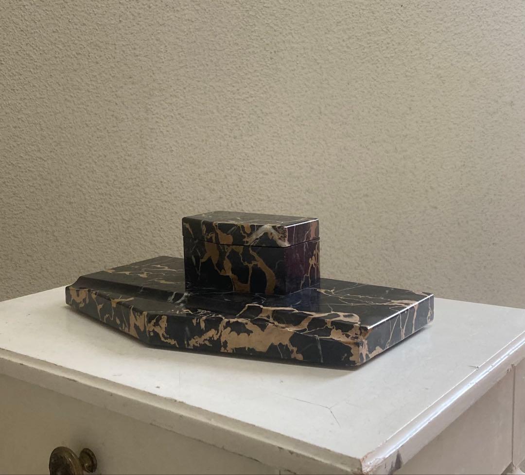 値下げ　フランス　アンティーク　ネロポルトロ　大理石　ペン置き　インク　イタリア