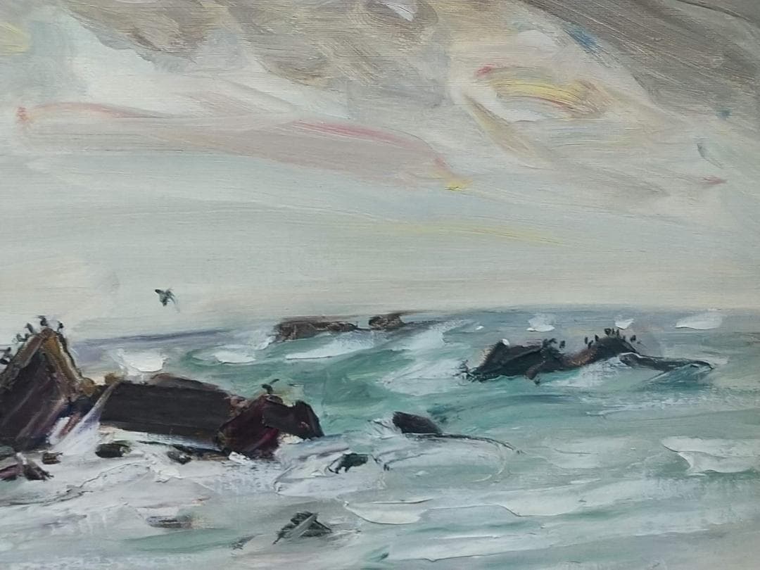 「冬の海」房総黒生海岸 F8 絵画 油絵 油彩画 風景画 アート