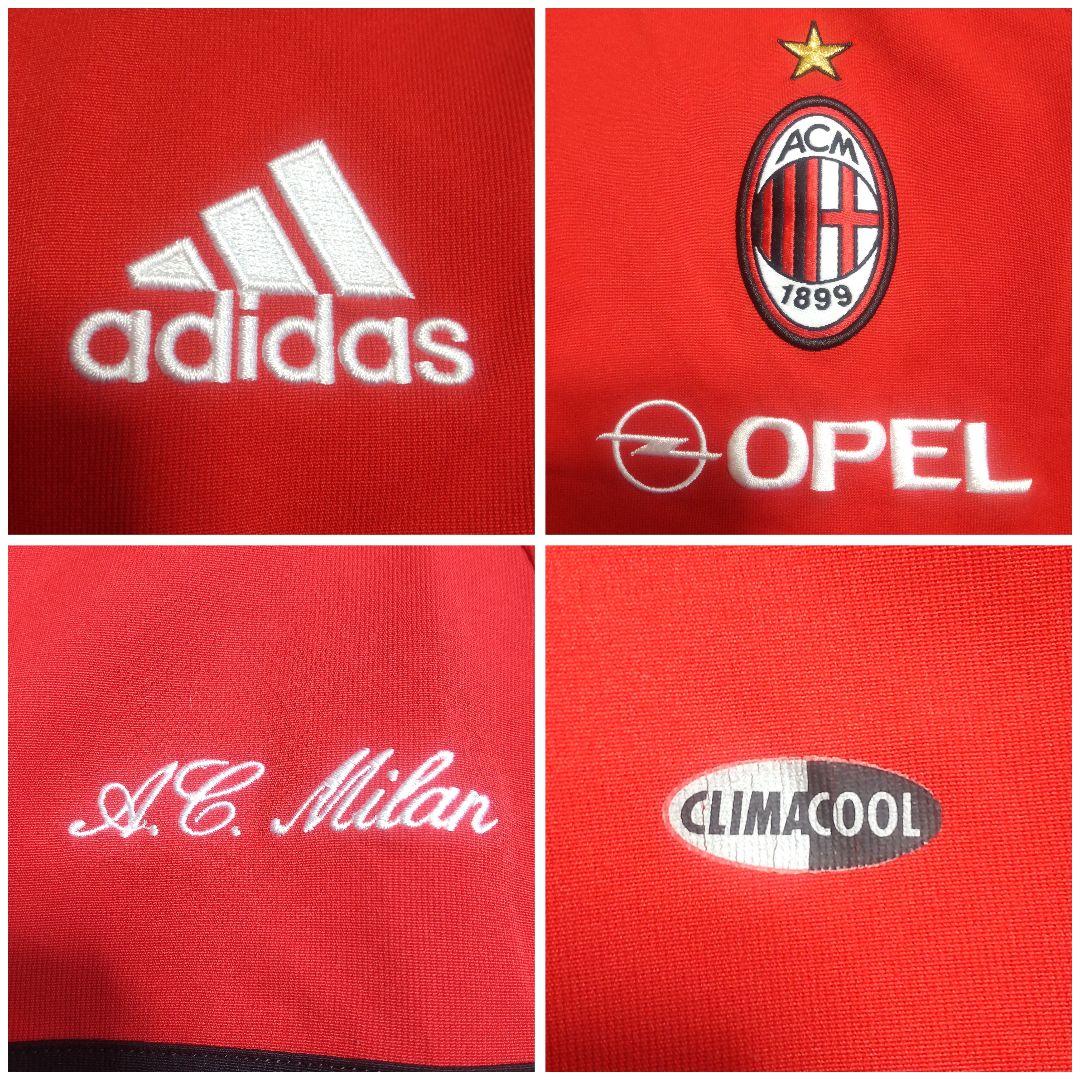 00s　アディダス　ACミラン　トレーニングウェア　ハーフジップ　赤　黒　O