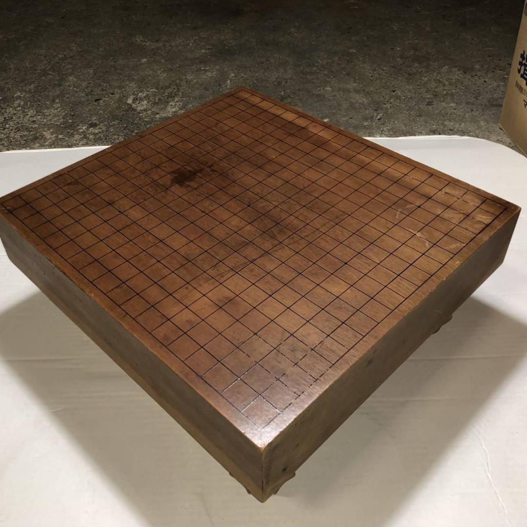 囲碁 碁盤・へそ有り・汚れキズあり、碁石 那智黒 蛤 はまぐり・かけ割れあり、