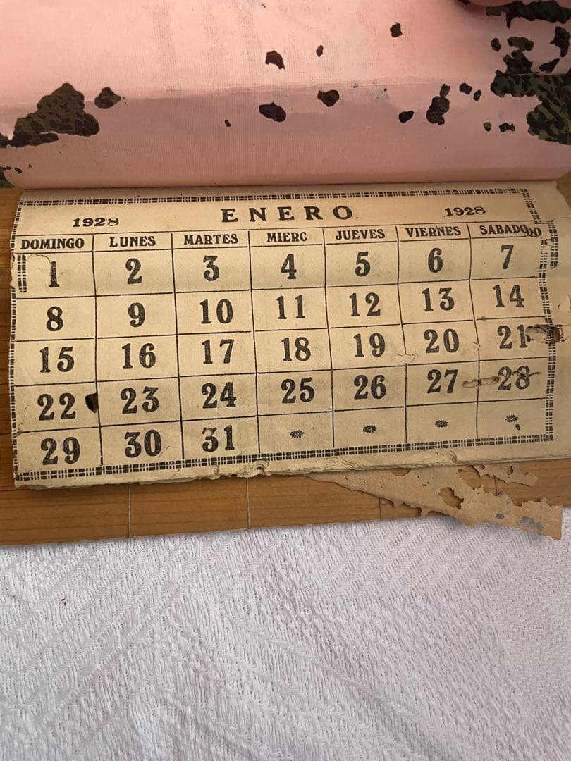 100年前　1928年 竹製 すだれ絵 カレンダー 壁掛け 古民家　当時物