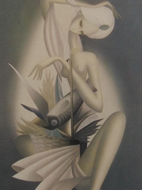 東郷青児、魚藍、希少な大判額装用画集より、新品高級額装付、状態良好