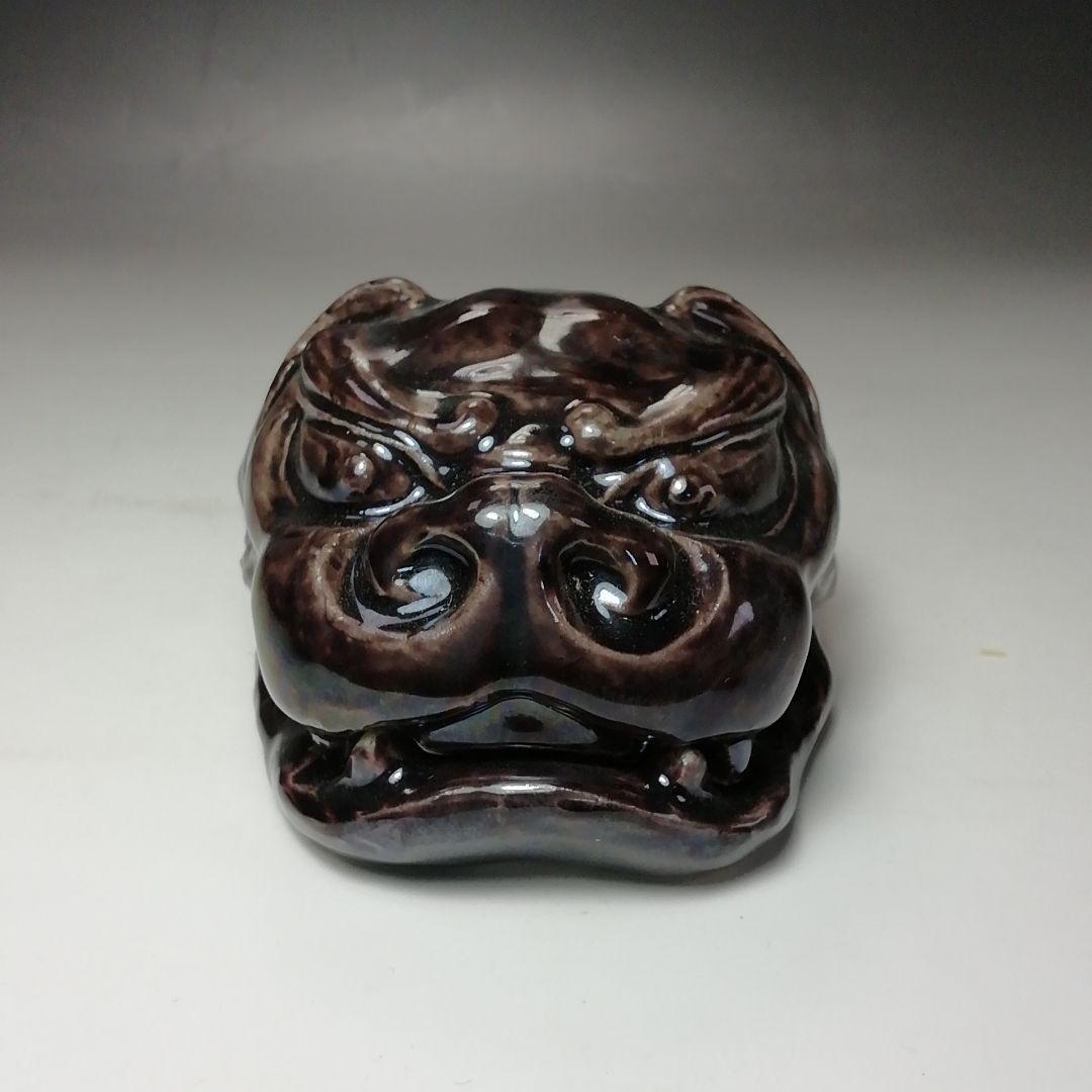 Ｓ７２５　香合　『獅子頭』『九谷焼』『朝倉文夫作』　共箱　茶道具