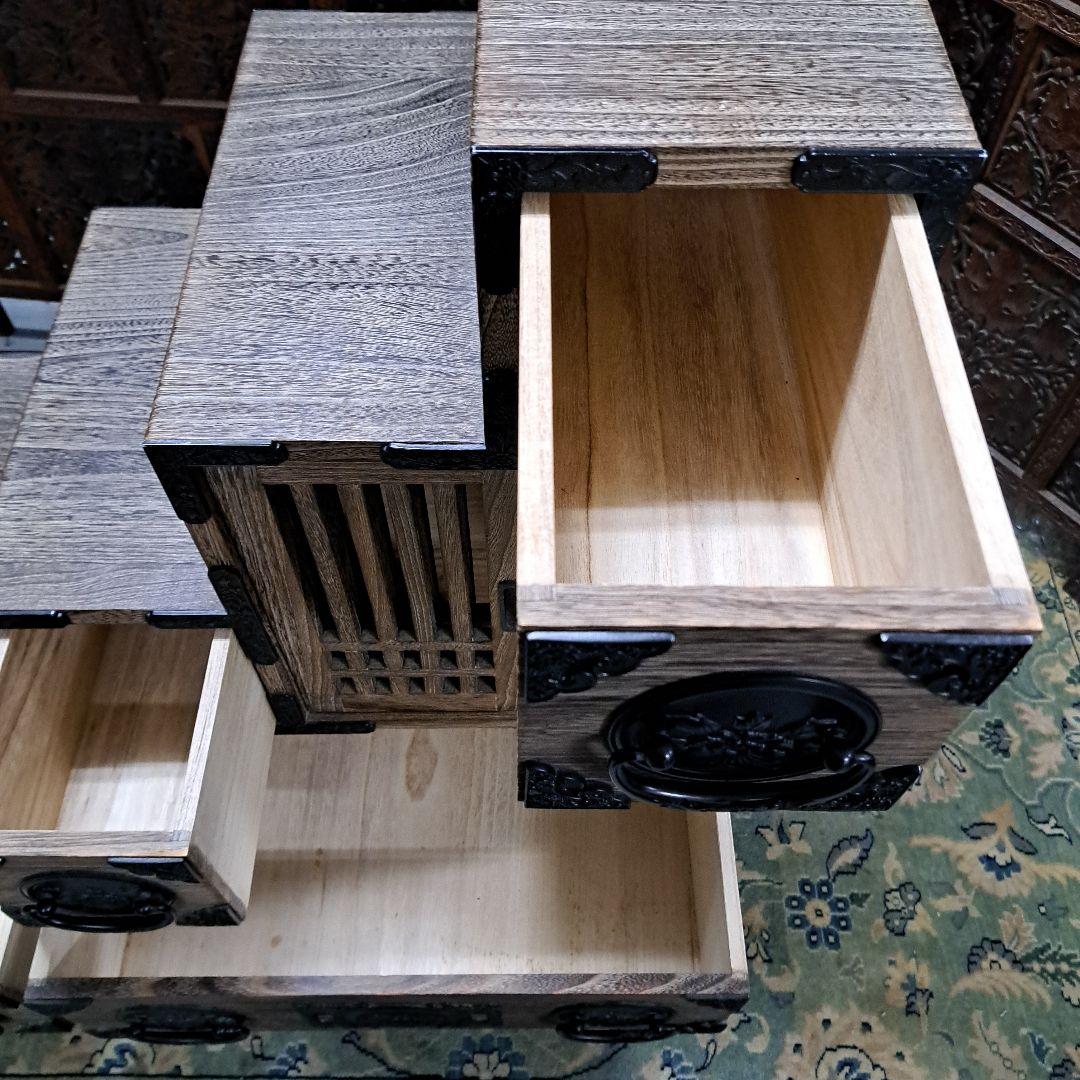 ♡総桐格子戸付き階段タンス 右上がり　左上がり　両面使い♡