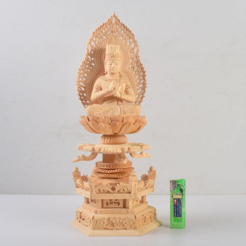 仏教美術　桧彫刻　大日如来坐像　仏像　華鬘台　C　8801