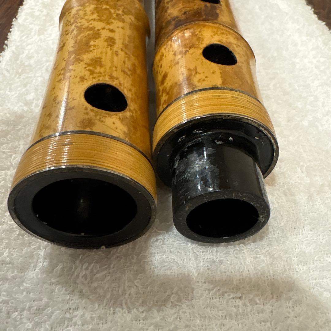 尺八　竹治刻印2箇所　銀三線　竹製　琴古流　約48、5㎝