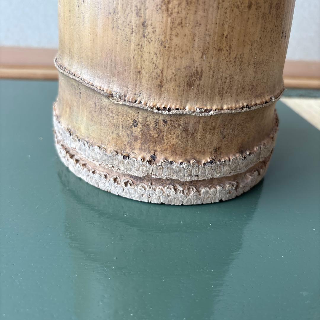 71 美品！根付　寸胴　華道具　一重切　竹製　水仙