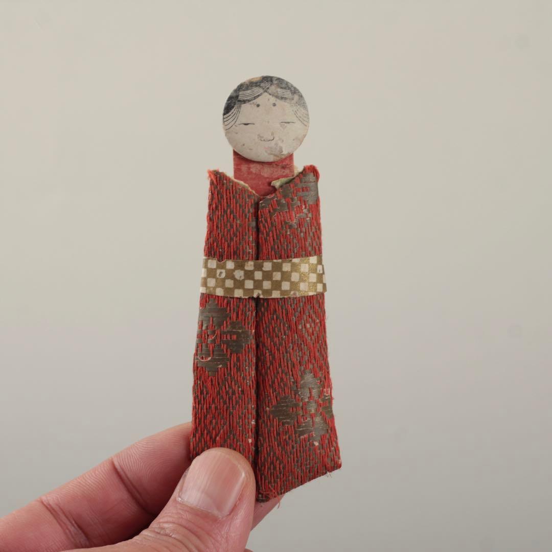 古い 紙雛 立雛 明治〜昭和頃 古美術 古道具 アンティーク 金襴